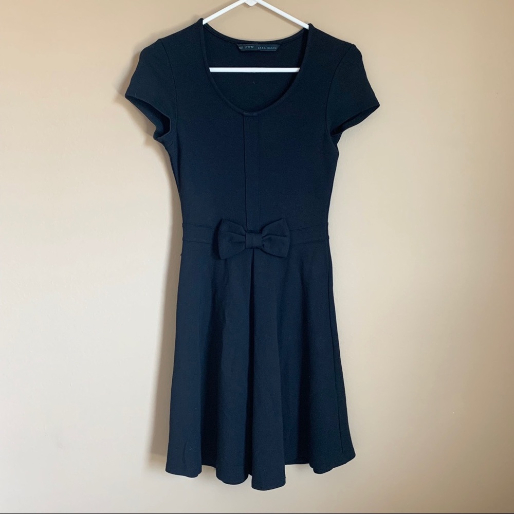 ZARA Basic Knit Flare Dress with Bow